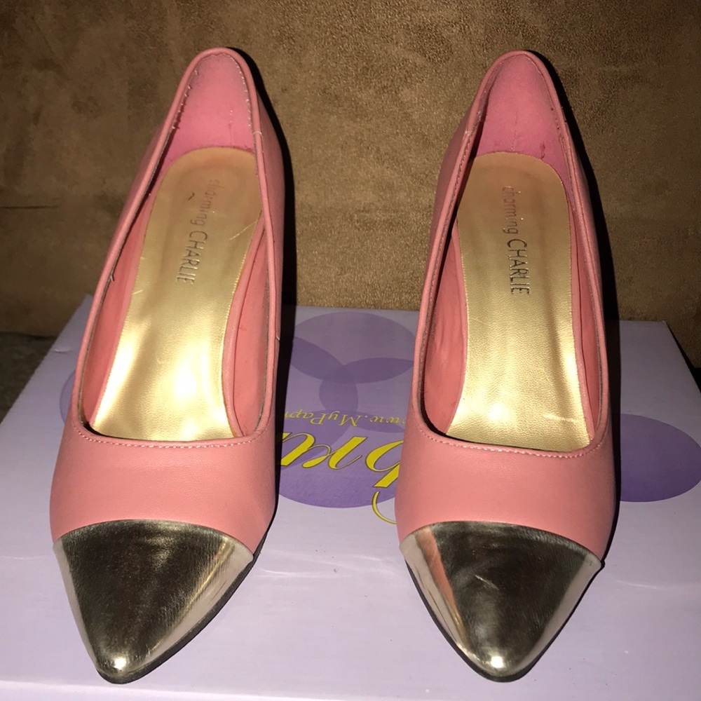 Pink and gold pumps